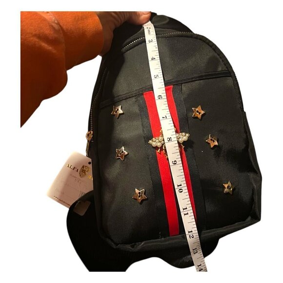 Custom Black Red Stripe Gold Bumble Bee Star Embellished Sling Messenger Bag - Picture 8 of 8